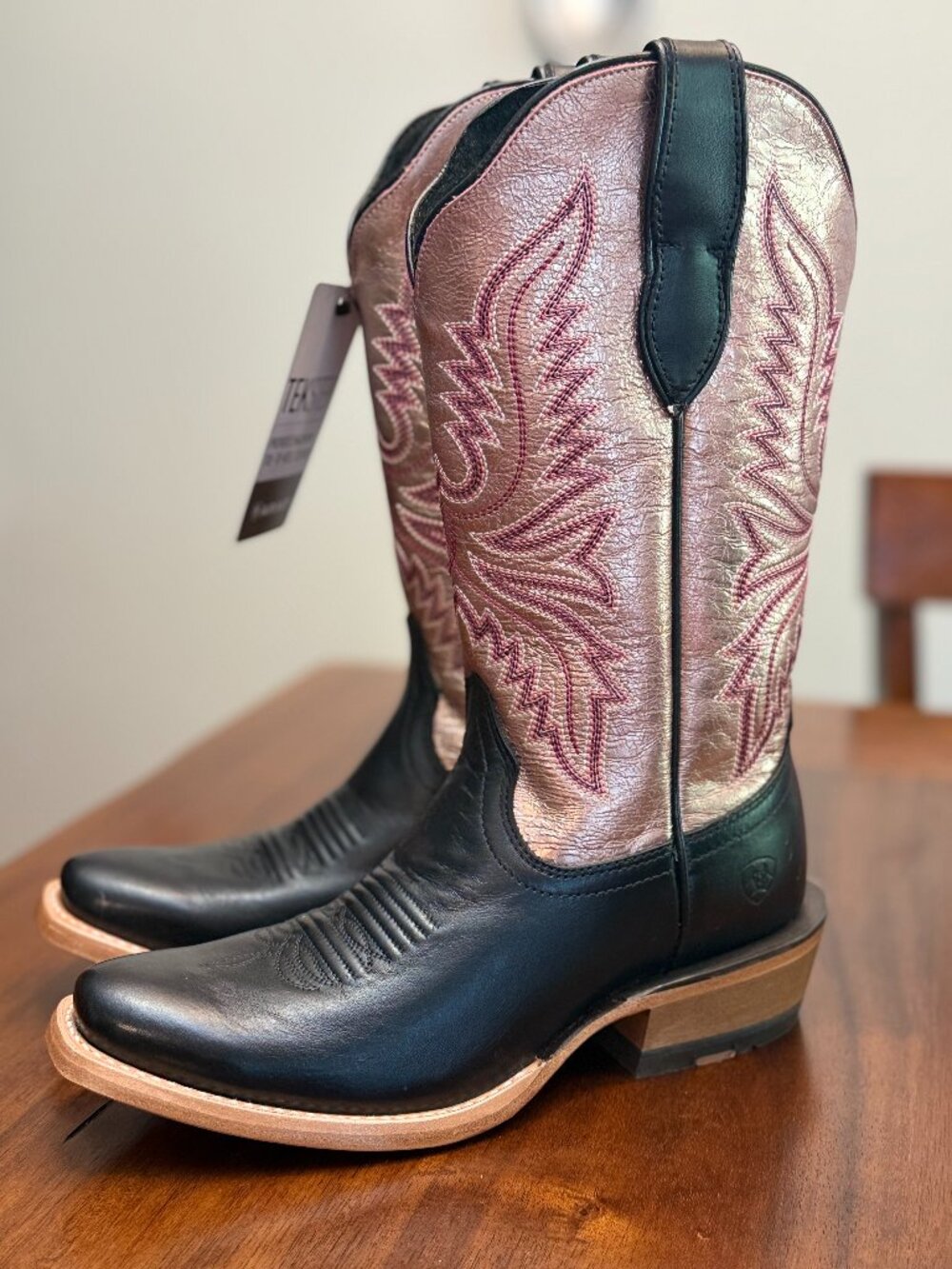 Ariat Womens 6.5B Black Pink Metallic Cowboy Boots Cowgirlcore Western Chic 4563